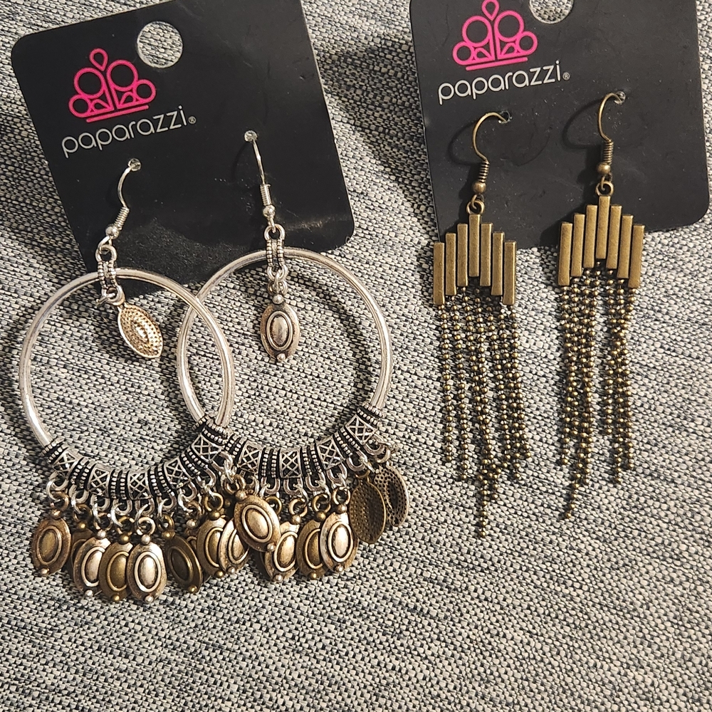 Paparazzi Silver and Gold Statement Earrings